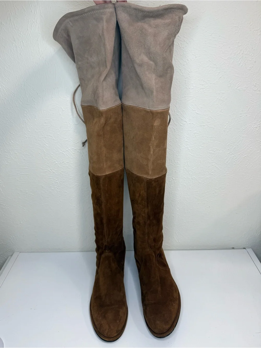 Stuart Weitzman Lowland Tri-Color Suede Over Knee Boots 6B